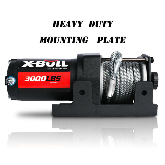 X-BULL Electric Winch 3000lbs/1360kg Wireless 12V Steel Cable ATV 4WD BOAT 4X4 - Outbackers