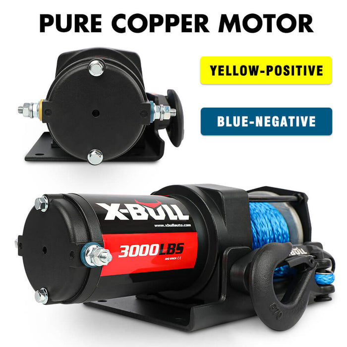 X-BULL 12V Electric Winch 3000LB ATV Winch Boat Trailer Winch Synthetic Rope - Outbackers