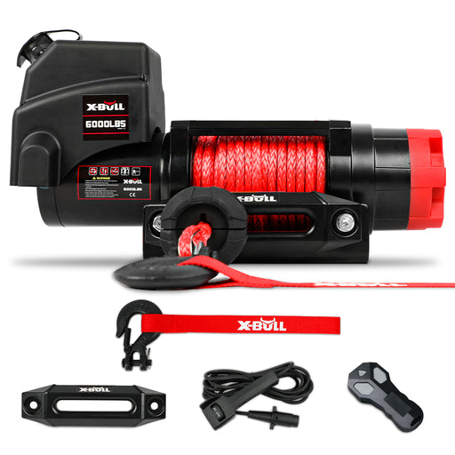 X-BULL Electric Winch 6000LBS 12V BOAT Synthetic Rope Wireless Remote 4WD ATV UTV - Outbackers