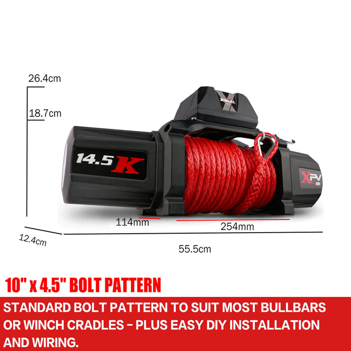 X-BULL 14500LBS Electric Winch 12V synthetic rope with 4PCS Recovery Tracks Gen3.0 Red - Outbackers