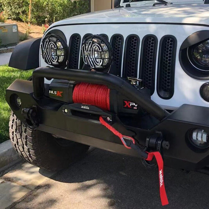 X-BULL 14500LBS Electric Winch 12V synthetic rope with 4PCS Recovery Tracks Gen3.0 Red - Outbackers