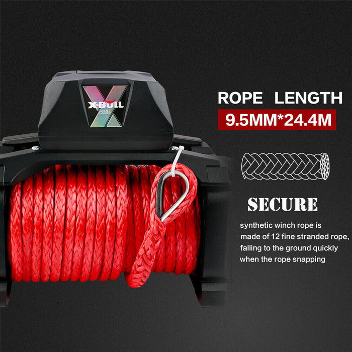 X-BULL Electric Winch 12V Synthetic Rope Wireless 14500LB Remote 4X4 4WD Boat - Outbackers