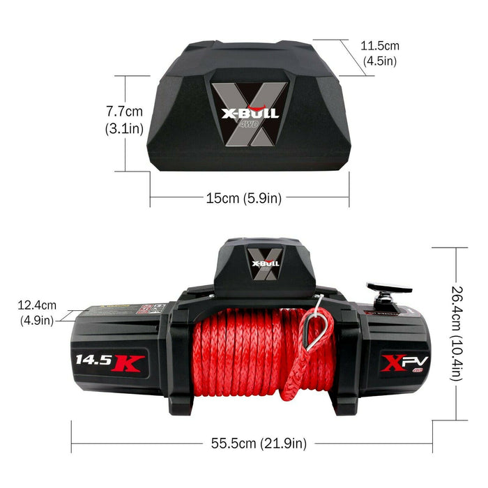 X-BULL Electric Winch 12V Synthetic Rope Wireless 14500LB Remote 4X4 4WD Boat - Outbackers