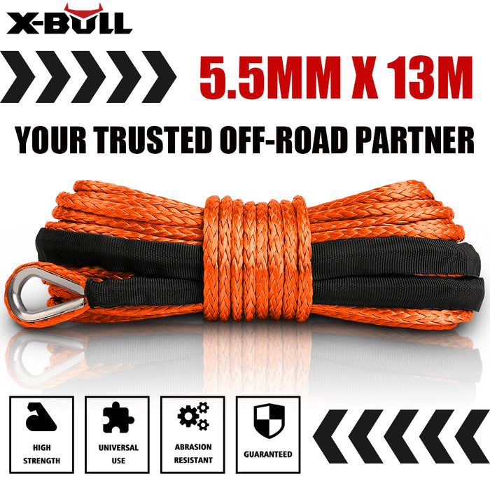 X-BULL 12V Electric Winch 4500LB Winch Boat Trailer Steel Cable With 5.5MX13M Synthetic Rope Orange - Outbackers