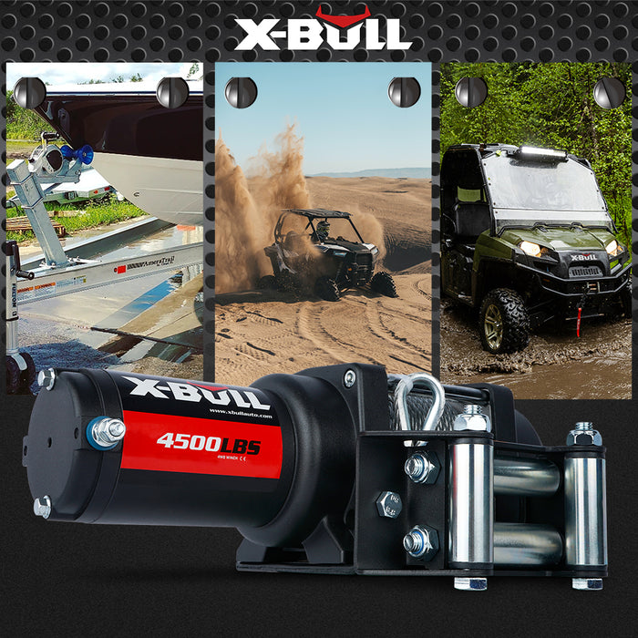 X-BULL Electric Winch 4500LBS/2041KG Steel Cable Wireless Remote Boat ATV 4WD - Outbackers