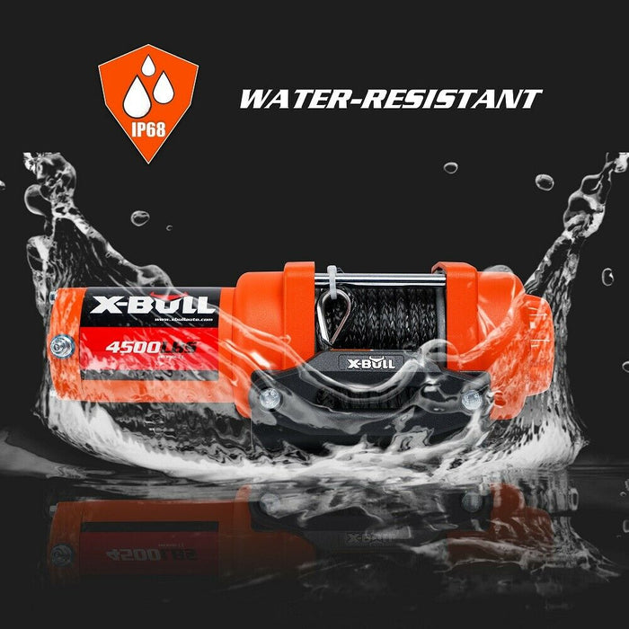 X-BULL Electric Winch 12v Synthetic Rope 4500LBS Wireless Remote ATV UTV 2041KG - Outbackers