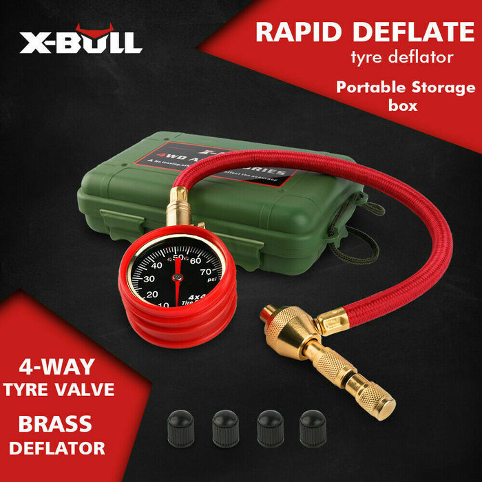 X-BULL Tyre Deflator Tire Air Deflators Rapid With Pressure Gauge Valve Tool 4WD - Outbackers