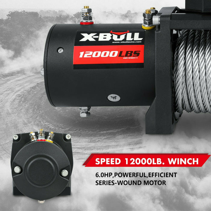 X-BULL Electric Winch 12000LBS/5454KGS Steel Cable 12V Wireless Remote Offroad - Outbackers