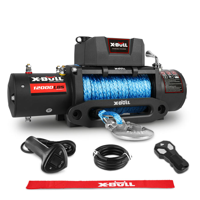 X-BULL Electric Winch 12V 12000LBS/5454kg 26M Synthetic Rope Wireless Remote 4WD 4X4 - Outbackers