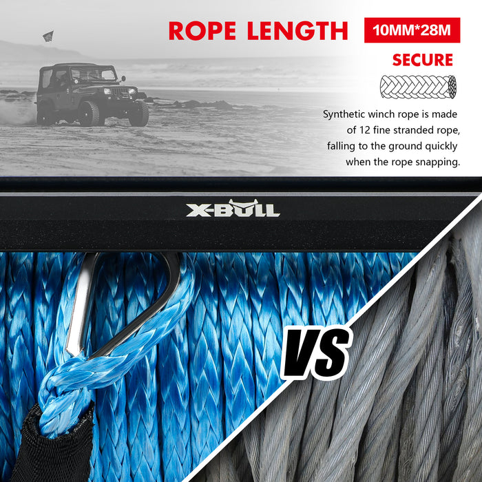 X-BULL Electric Winch 12V 12000LBS/5454kg 26M Synthetic Rope Wireless Remote 4WD 4X4 - Outbackers