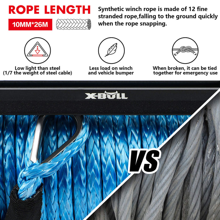 X-BULL 12V Electric Winch 12000LBS synthetic rope 4wd Jeep with winch cover - Outbackers