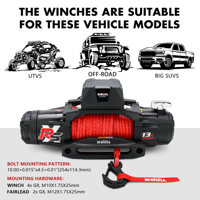 X-BULL Electric Winch 13000LBS 12V Synthetic Rope 28M Wireless Offroad 4WD 4x4 - Outbackers