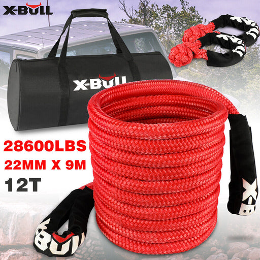 X-BULL Kinetic Rope 22mm x 9m Snatch Strap Recovery Kit Dyneema Tow Winch - Outbackers