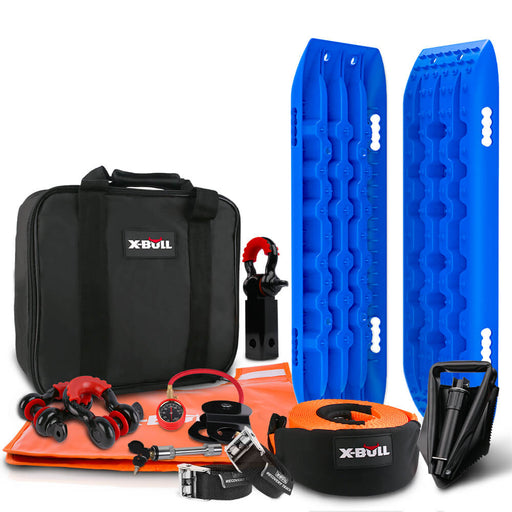 X-BULL Winch Recovery Kit with Recovery Tracks Gen 2.0 Blue Boards Snatch Strap Off Road 4WD - Outbackers