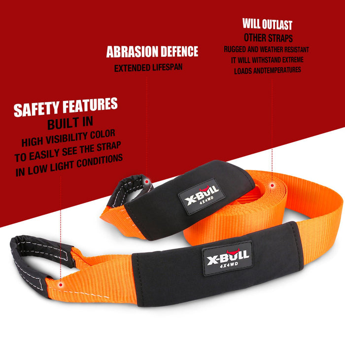 X-BULL Winch Recovery Kit Snatch Strap Off Road 4WD with Recovery Tracks Gen 2.0 Boards RED