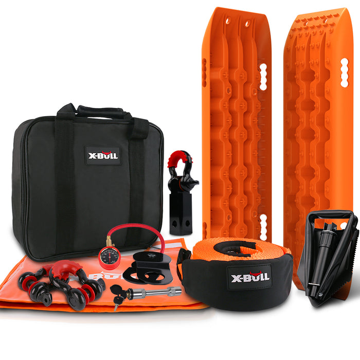 X-BULL Winch Recovery Kit Recovery tracks /Snatch Strap Off Road 4WD orange - Outbackers