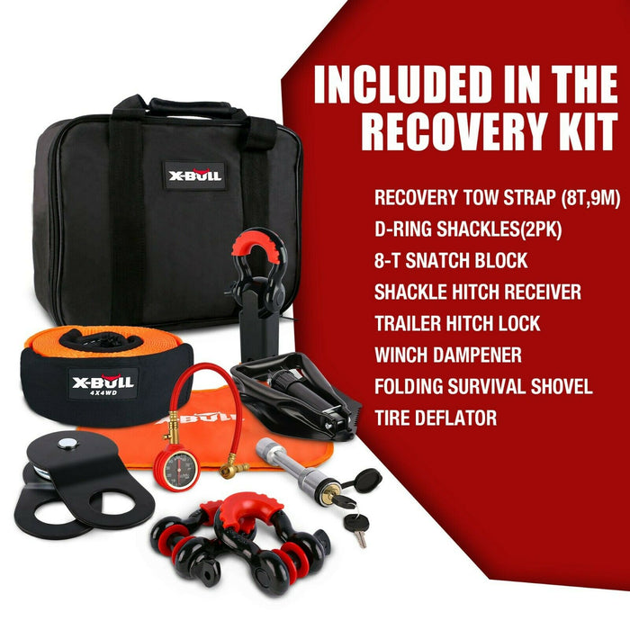 X-BULL Winch Recovery Kit Recovery tracks /Snatch Strap Off Road 4WD orange - Outbackers