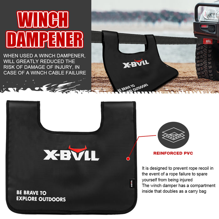 X-BULL Recovery Rope kit Snatch Strap Soft Shackles Hitch receiver Kinetic Tire Deflator - Outbackers