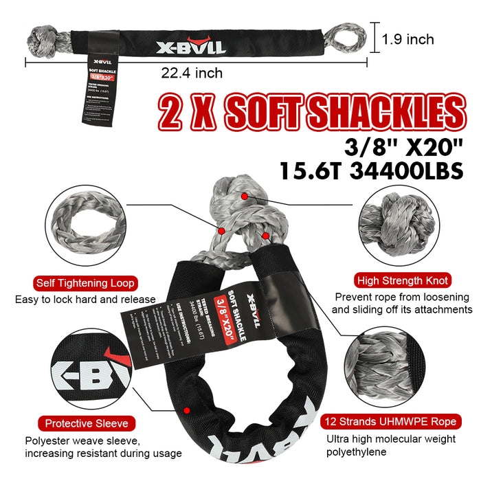 X-BULL 4X4 Recovery Kit Kinetic Recovery Rope Snatch Strap / 2PCS Recovery Tracks 4WD Gen3.0 Red - Outbackers