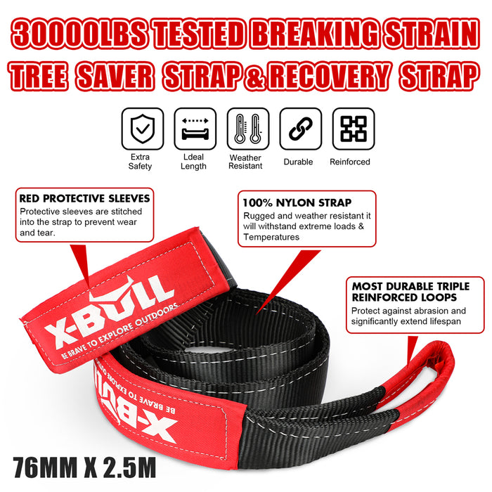 X-BULL 4WD Recovery Kit Kinetic Recovery Rope Snatch Strap / 2PCS Recovery Tracks 4X4 Gen3.0 - Outbackers