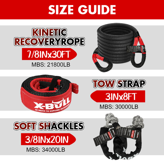 X-BULL 4WD Recovery Kit Kinetic Recovery Rope Snatch Strap / 2PCS Recovery Tracks 4X4 Gen3.0 - Outbackers