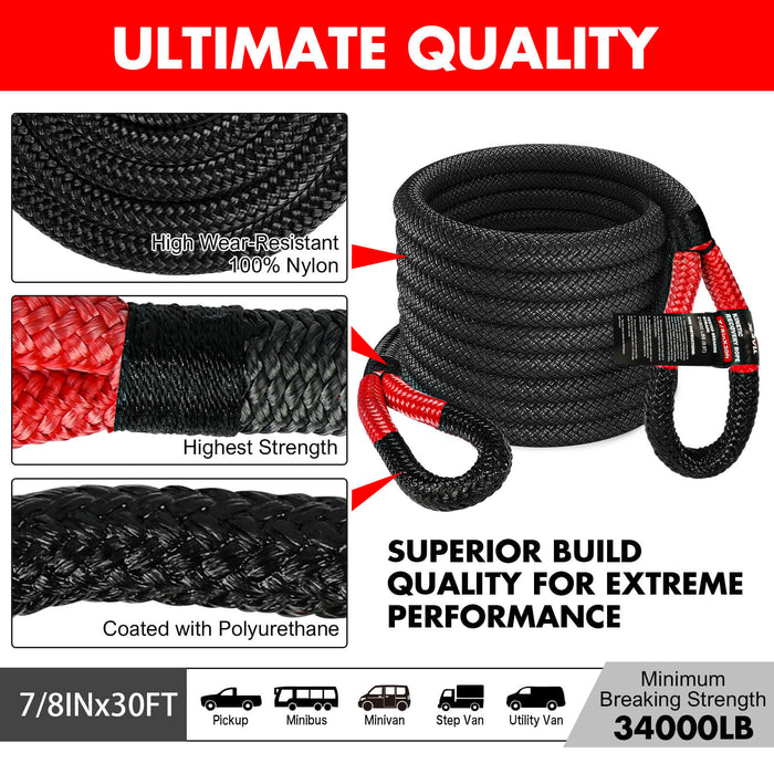 X-BULL 4WD Recovery Kit 15PCS Winch Recovery track Kinetic Rope Snatch Strap 4X4 - Outbackers