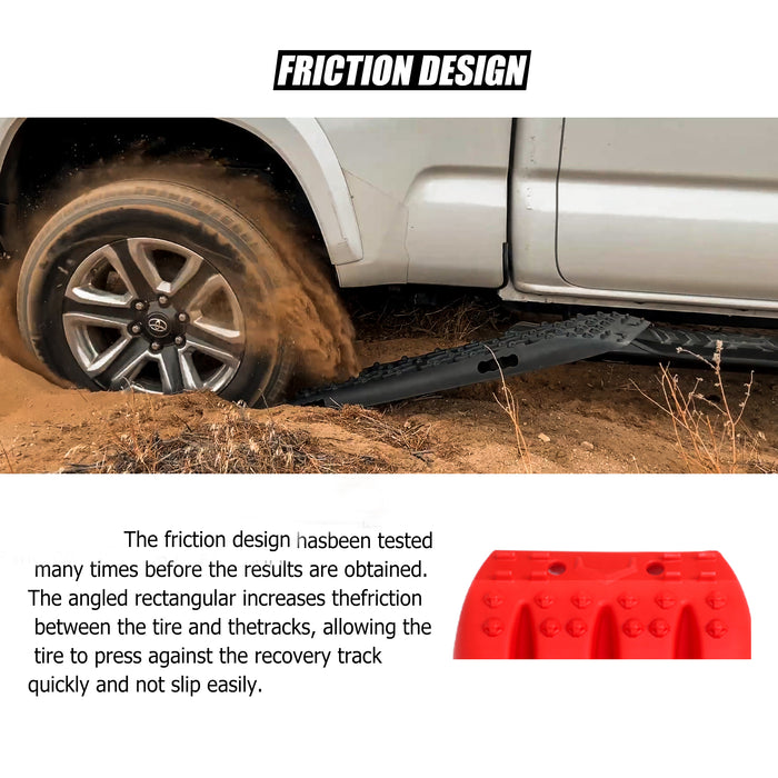 X-BULL 2 Pairs Recovery tracks Sand Mud Snow 4WD / 4x4 ATV Offroad Stronger Gen 3.0 - Red - Outbackers