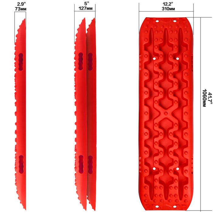 X-BULL 2 Pairs Recovery tracks Sand Mud Snow 4WD / 4x4 ATV Offroad Stronger Gen 3.0 - Red - Outbackers