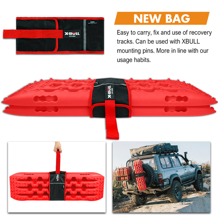 X-BULL 2 Pairs Recovery tracks Sand Mud Snow 4WD / 4x4 ATV Offroad Stronger Gen 3.0 - Red - Outbackers