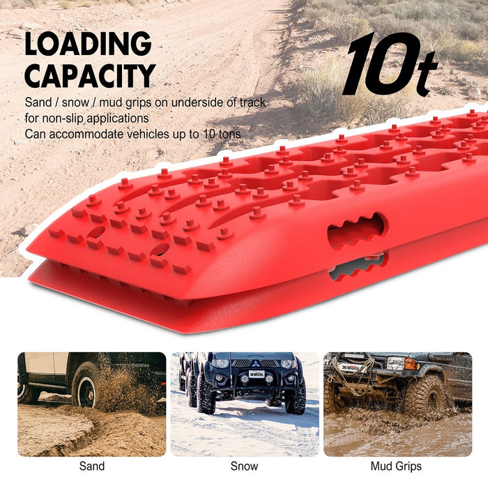 X-BULL Recovery tracks 10T Sand Mud Snow 2 pairs Offroad 4WD 4x4 2pc 91cm Gen 2.0 - red - Outbackers