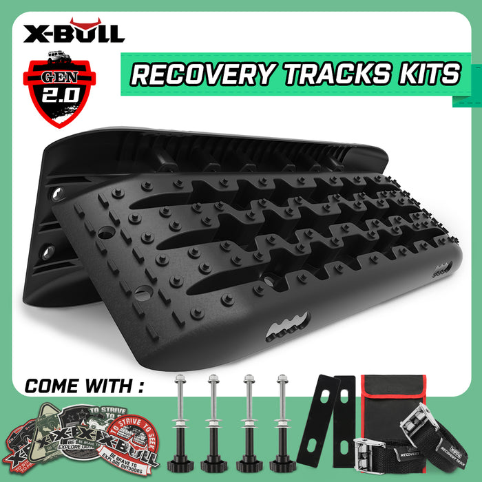 X-BULL Recovery tracks Sand Trucks Offroad With 4PCS Mounting Pins 4WDGen 2.0 - Black - Outbackers