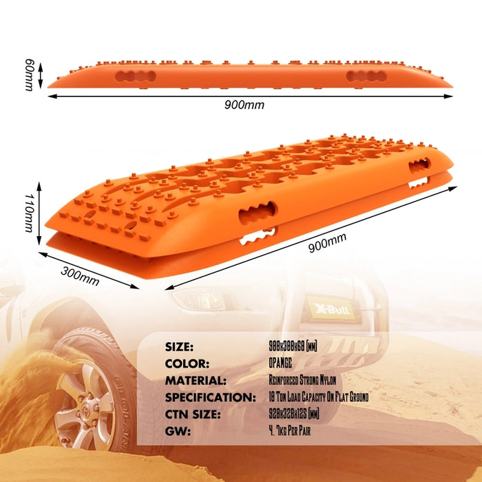 X-BULL Recovery tracks Sand Trucks Offroad With 4PCS Mounting Pins 4WDGen 2.0- Orange - Outbackers