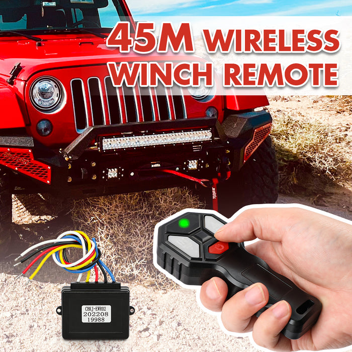 X-BULL Winch Solenoid Relay Wiring Controller 500A 12V and 150ft Wireless Remote 4T Block Pulley - Outbackers