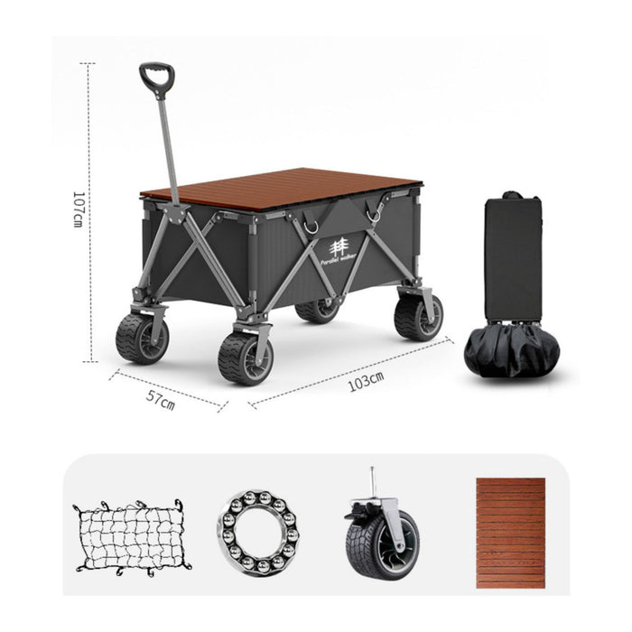 Folding Cart Large Black - Outbackers