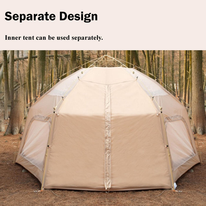 Large Space Luxury Frog Hexagonal Tent 5-8 Person Double Layer - Khaki - Outbackers