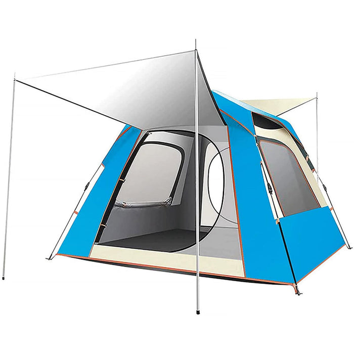 Instant Pop Up Tent For Hiking 2/3/4 Person Camping Tents, Waterproof Windproof Family Tent With Top Rainfly, Easy Set Up, Portable With Carry Bag, With UV Protection  / BLUE - Outbackers