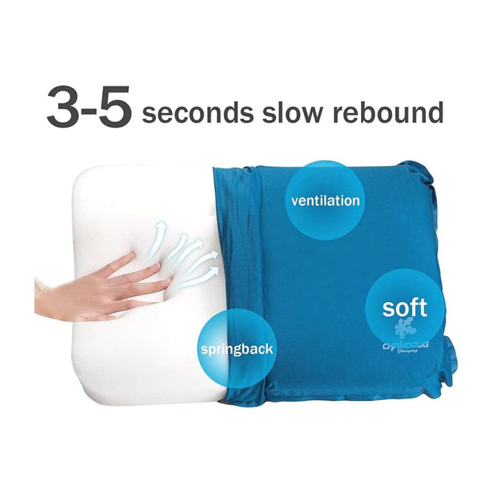 Self Inflating Camping Pillow with Ergonomic 4D Support - Blue - Outbackers