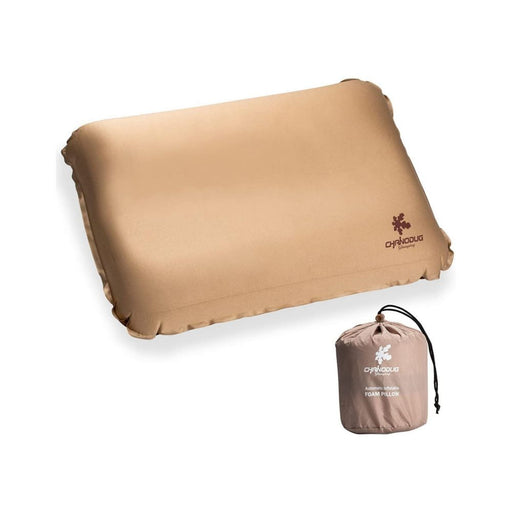 Self Inflating Camping Pillow with Ergonomic 3D Support - Gold - Outbackers