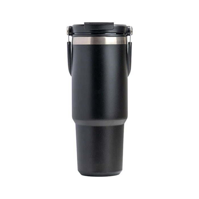 600ML Black Stainless Steel Travel Mug with Leak-proof 2-in-1 Straw and Sip Lid, Vacuum Insulated Coffee Mug for Car, Office, Perfect Gifts, Keeps Liquids Hot or Cold - Outbackers