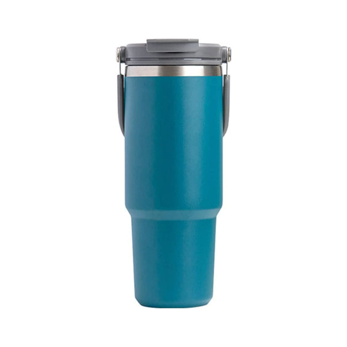 600ML Blue Stainless Steel Travel Mug with Leak-proof 2-in-1 Straw and Sip Lid, Vacuum Insulated Coffee Mug for Car, Office, Perfect Gifts, Keeps Liquids Hot or Cold - Outbackers