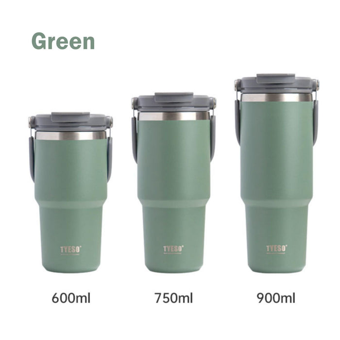 600ML Green Stainless Steel Travel Mug with Leak-proof 2-in-1 Straw and Sip Lid, Vacuum Insulated Coffee Mug for Car, Office, Perfect Gifts, Keeps Liquids Hot or Cold - Outbackers