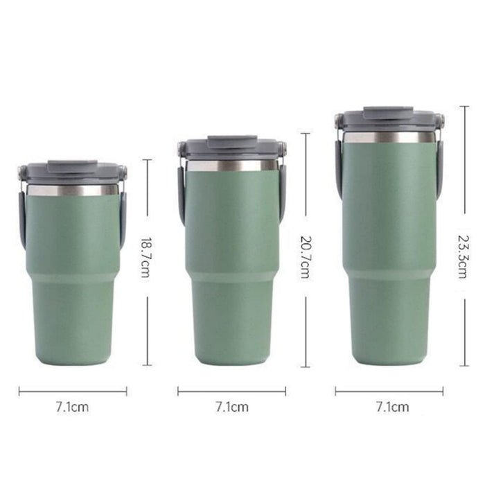 600ML Green Stainless Steel Travel Mug with Leak-proof 2-in-1 Straw and Sip Lid, Vacuum Insulated Coffee Mug for Car, Office, Perfect Gifts, Keeps Liquids Hot or Cold - Outbackers