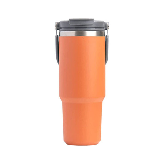 600ML Orange Stainless Steel Travel Mug with Leak-proof 2-in-1 Straw and Sip Lid, Vacuum Insulated Coffee Mug for Car, Office, Perfect Gifts, Keeps Liquids Hot or Cold - Outbackers