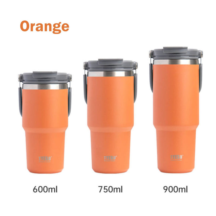 600ML Orange Stainless Steel Travel Mug with Leak-proof 2-in-1 Straw and Sip Lid, Vacuum Insulated Coffee Mug for Car, Office, Perfect Gifts, Keeps Liquids Hot or Cold - Outbackers