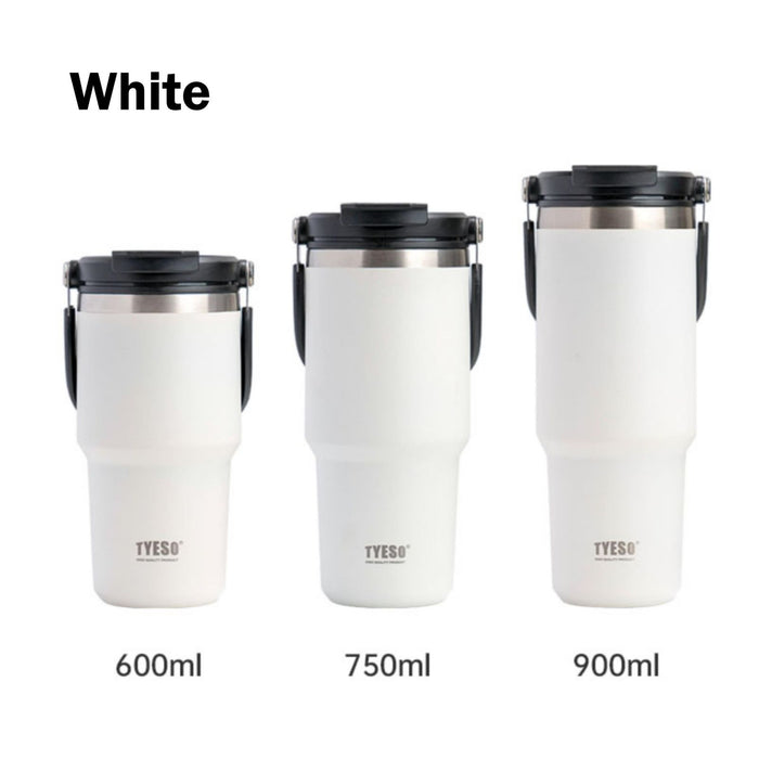 750ML White Stainless Steel Travel Mug with Leak-proof 2-in-1 Straw and Sip Lid, Vacuum Insulated Coffee Mug for Car, Office, Perfect Gifts, Keeps Liquids Hot or Cold - Outbackers