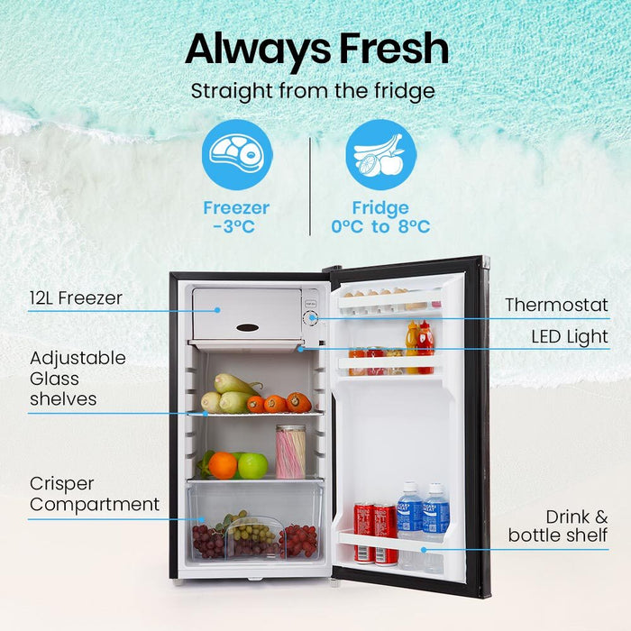 GECKO 95L Portable Upright Fridge Freezer Camping Caravans Bar Fridges 12V/24V/240V Refrigerator - Outbackers