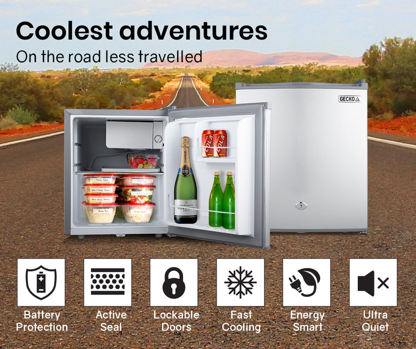 GECKO 57L Portable Bar Fridge Refrigerator 12V/24V/240V Camping Camper Caravan - Outbackers