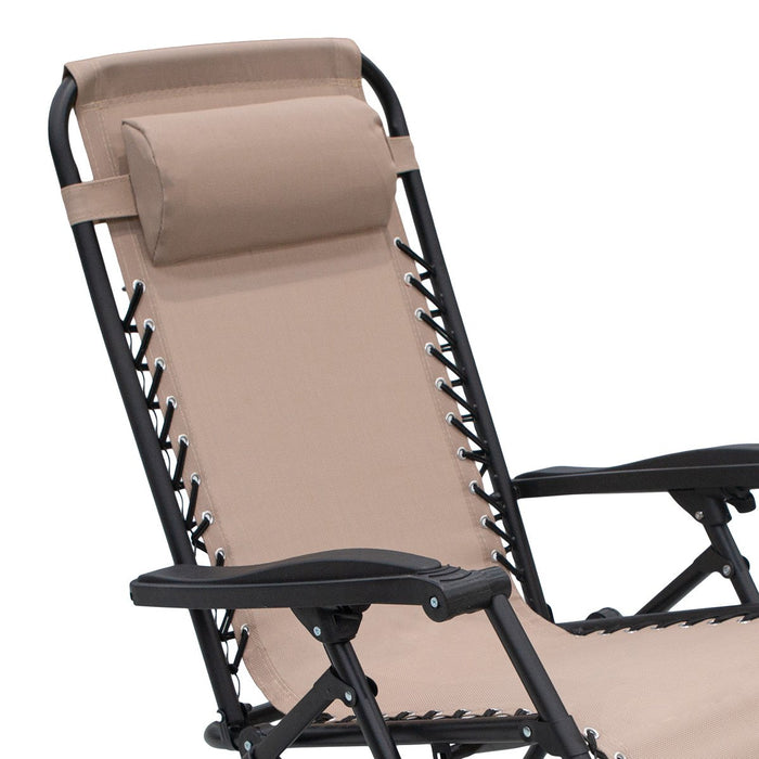 Wallaroo Zero Gravity Reclining Deck Lounge Sun Beach Chair Outdoor Folding Camping - Beige - Outbackers