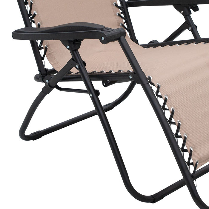 Wallaroo Zero Gravity Reclining Deck Lounge Sun Beach Chair Outdoor Folding Camping - Beige - Outbackers