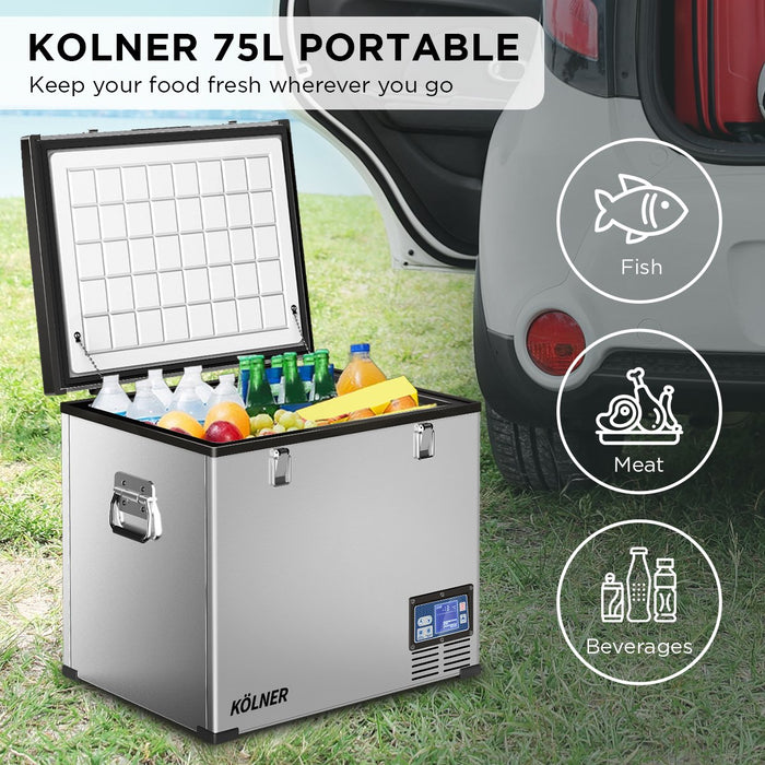 Kolner 75l Portable Fridge Chest Freezer With Lcd Panel - Rv Vehicle Camping Refrigerator - Outbackers